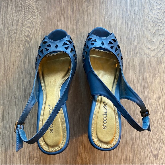 🟣 SHOEDAZZLE Saffron Blue Cork Wedge 8.5 EUC - Picture 6 of 7